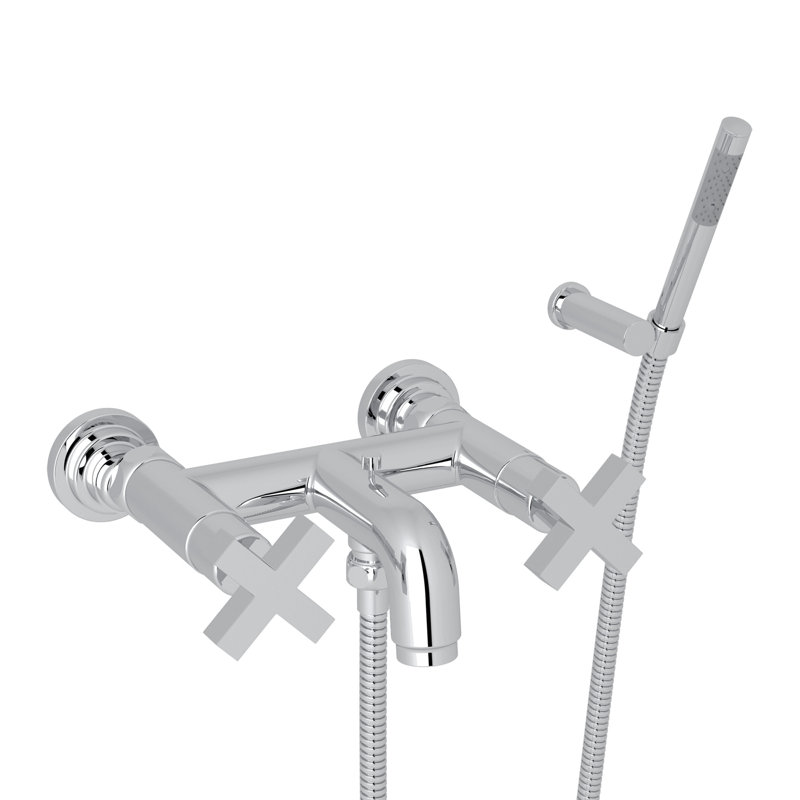 Lombardia® Double Handle Clawfoot Tub Faucet, Polished Chrome, Lever Handle