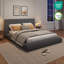 Lit plateforme double avec tête de lit tapissier - Tissu moelleux doux, aucun sommier requis, assemblage facile-145622872-145622876