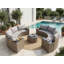 Ensemble de mobilier modulaire de patio avec table ronde et 4 tables d'appoint