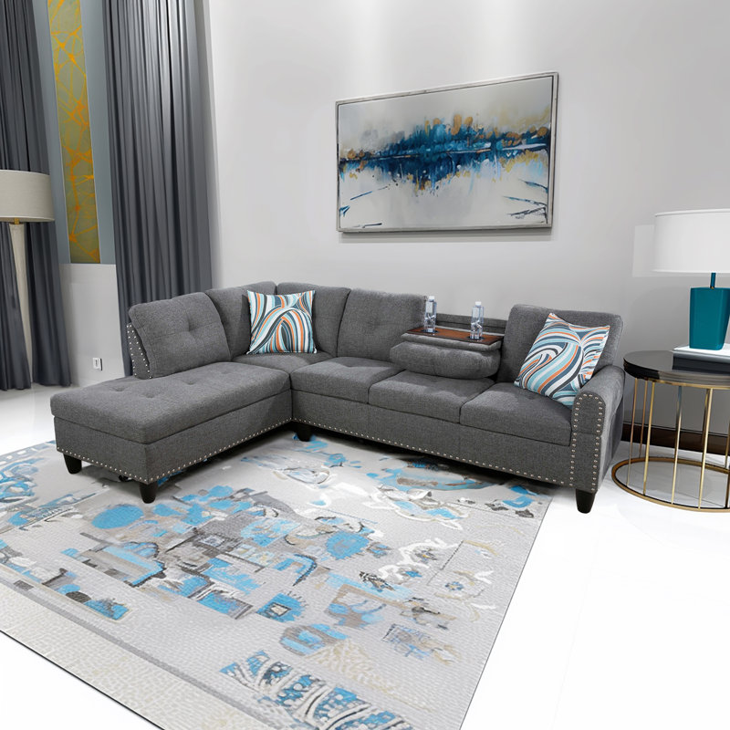 Ryon Upholstered L-Shaped Sectional, Left Hand Facing