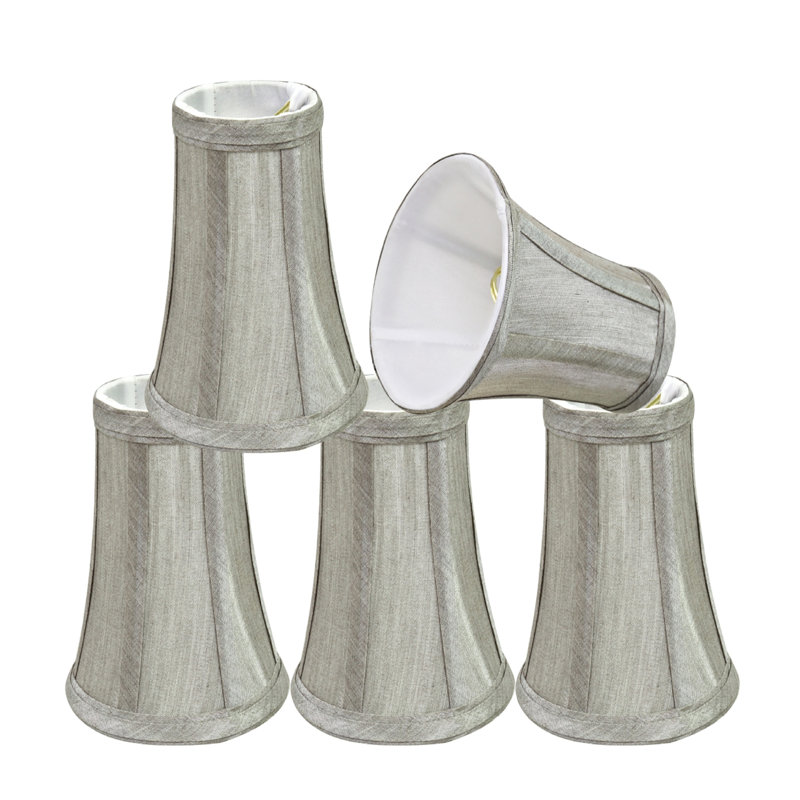 abat-jour cloche en fausse soie H 5 po (attache), Gris argenté