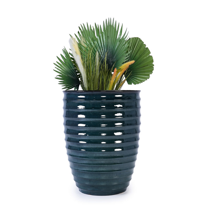 Pot de fleurs en céramique en armée - Drainage intégré, durabilité tout temps, convient aux espaces intérieurs et extérieurs, l 16,55 po l H 21,75 po, jardinière moderne 55,26 lb avec gel, patio chauffant, jardin, rebord de fenêtre,
