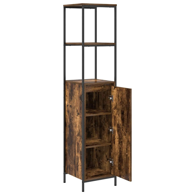 Steel Bathroom Cabinet, Smoked Oak