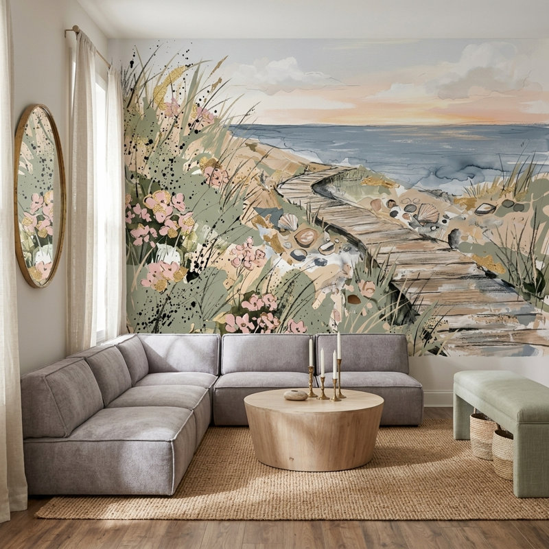 Papier peint bord de mer bord de mer amovible, Peler et coller, 200 po x 120 po