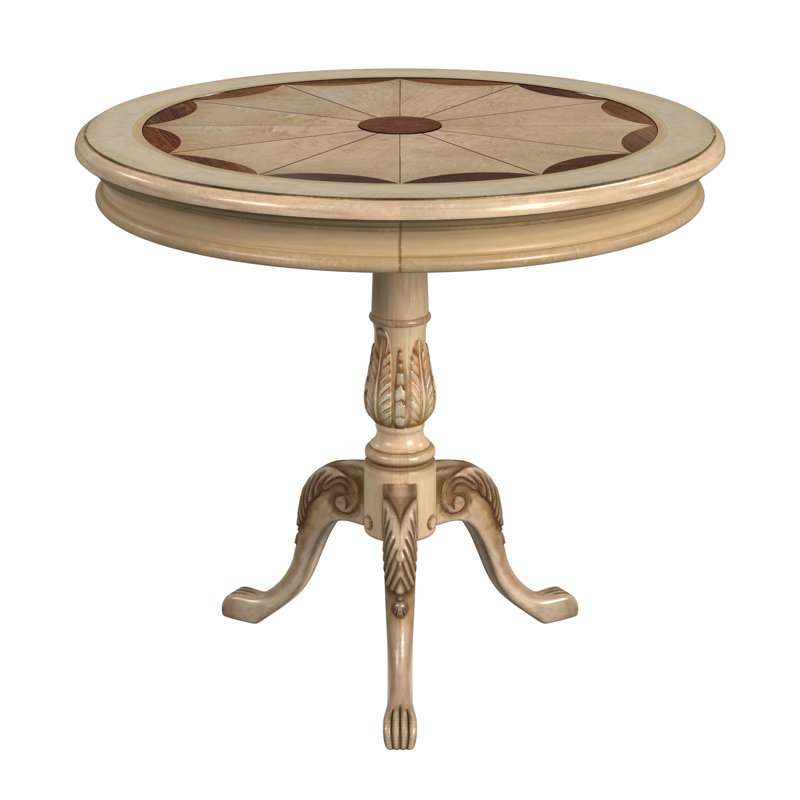 Carissa 30" Round Foyer Table, Antique Beige