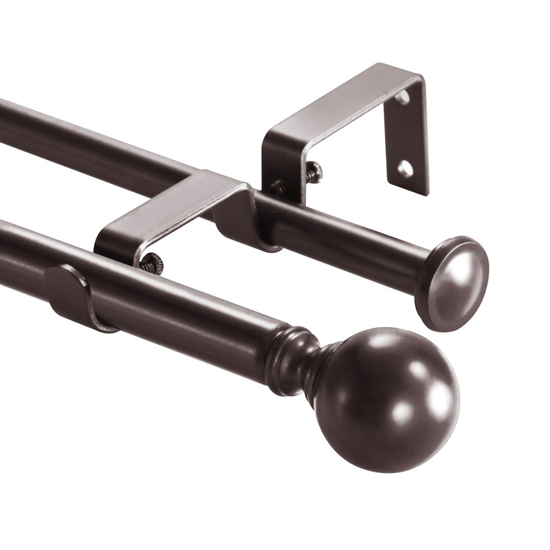 Tringle à rideaux double réglable Lipsey, H 0,63 po x l 48 po x P 0,63 po, Bronze