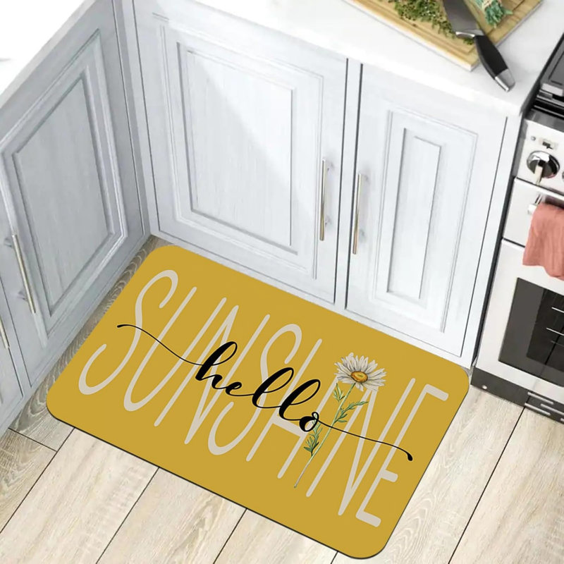 Tapis de cuisine jaune à motif de marguerites, 2 tapis décoratifs de printemps pour la cuisine et la chambre à coucher