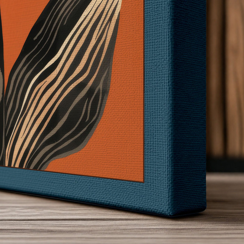 Stylized Bloom Botanical - Wrapped Canvas, 18x12 - 45.7 x 30.5 cm, Teal Border