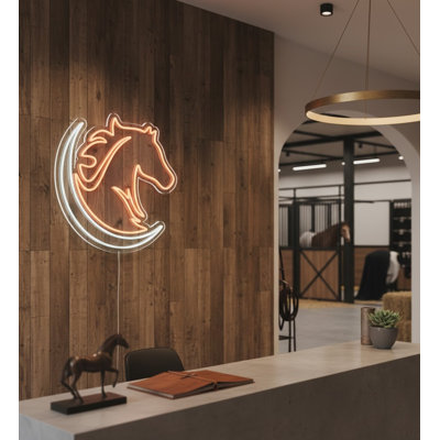  | Enseigne néon à tête de cheval | Fabriqué avec un tube néon flexible durable qui émet une lueur orange chaude pour plus de 50 000 heures d'éclairage lumineux et sans scintillement | 24 x 26.jp | Orange chaud