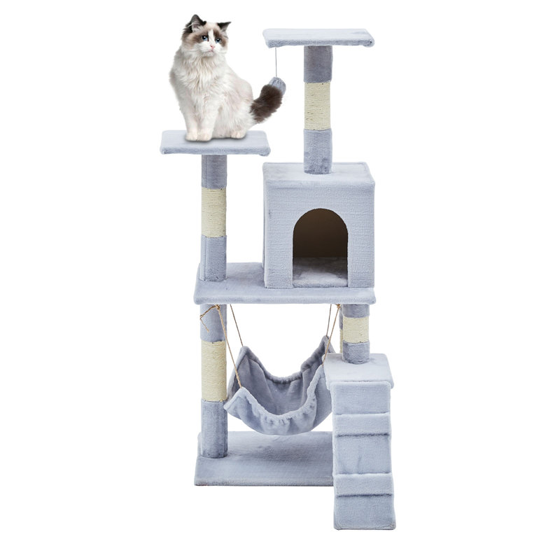 Diboll Cat Tree, 53cm H x 43cm W x 37cm D, Light Grey