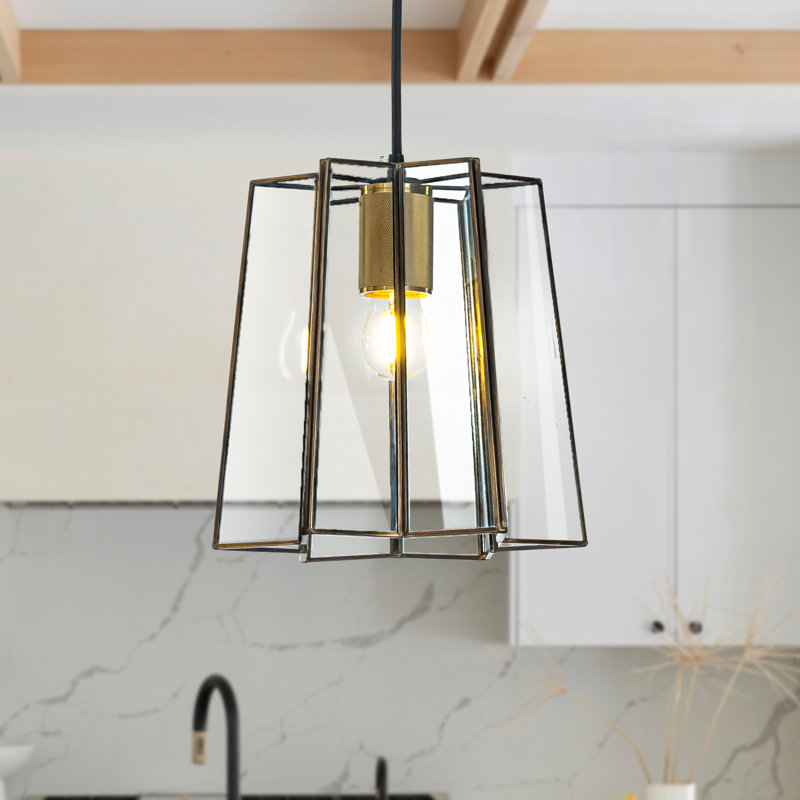Luminaire suspendu rustique moderne en verre brun 1 lumière 9 po