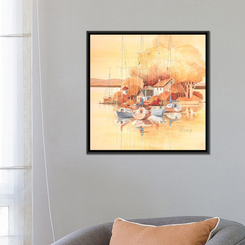«Seaside I», reproduction sur toile, H 18 po x l 18 po x P 1,5 po, Toile avec cadre flottant noir, Pas de tapis