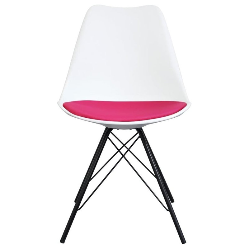 Aneta Plastic Side Chair, Pink/White