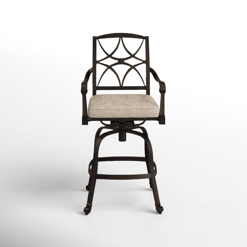 Tabouret de bar avec coussin Wiltshire, Chartres Malt Sunbrella®, Brun châtaigne, 30,25 po