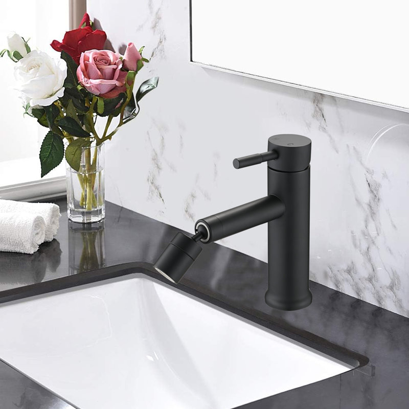 Single-Hole Single-handle Bathroom Faucet with Drain Assembly, Matte Black