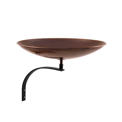 Polished Copper Birdbath with Wall Mount Bracket