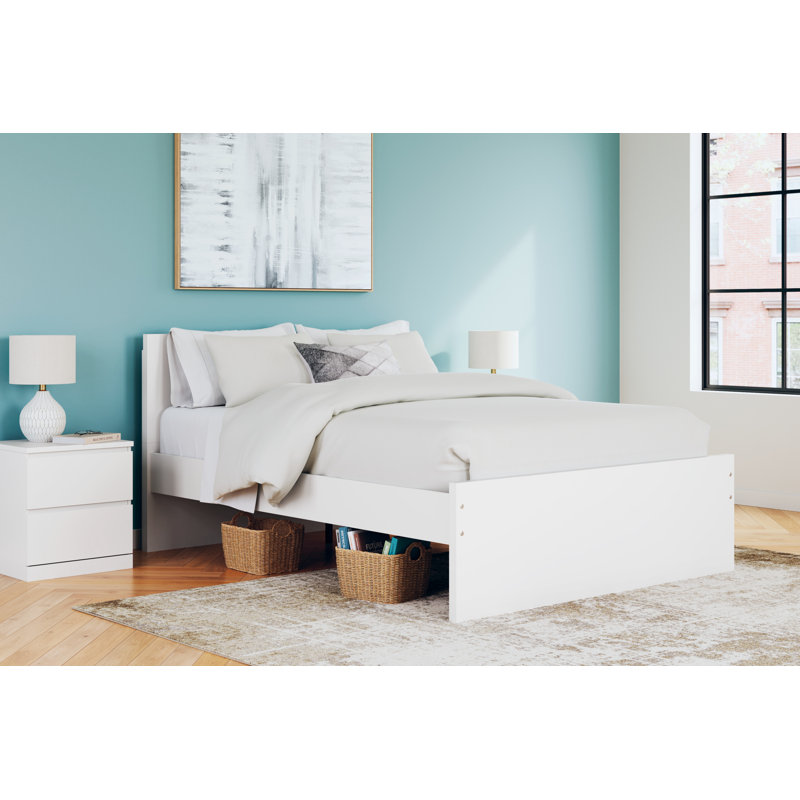 Dunagan Queen Panel Platform Bed, White, Queen