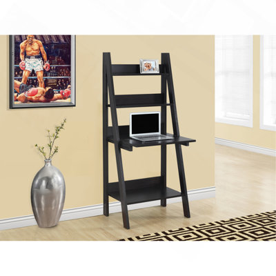 Bureau d'ordinateur, bureau personnel, ordinateur portable, incliné, H 61 po, travail, tablettes de rangement, stratifié brun, contemporain
