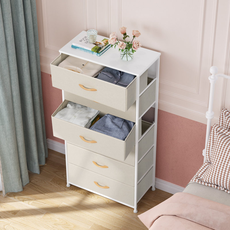 23.2" Wide 6-drawer Dresser, Beige, Beige