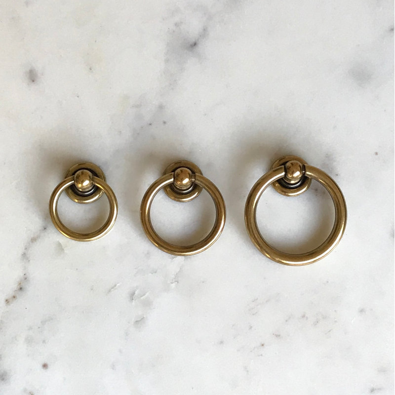 Drawer Small Ring Pull, Antique Brass