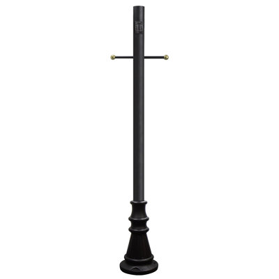 Solus 6ft. Surface Mount Lamp Post with Decorative Cross Arm, Convenience Outlet, and Decorative Base Cover