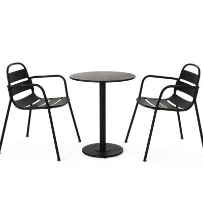 Élégant bistro en fer noir mat avec plateau de table pour l'extérieur