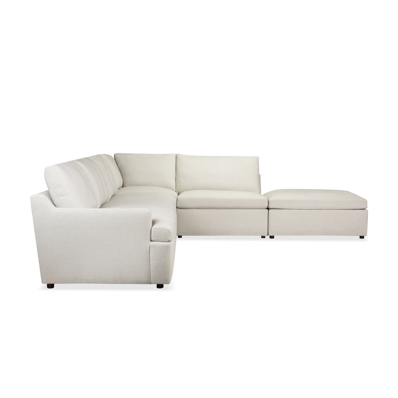 Essex 6-Piece Upholstered Modular Sectional, Macarena Light Gray Basketweave Fabric, Right Hand Facing
