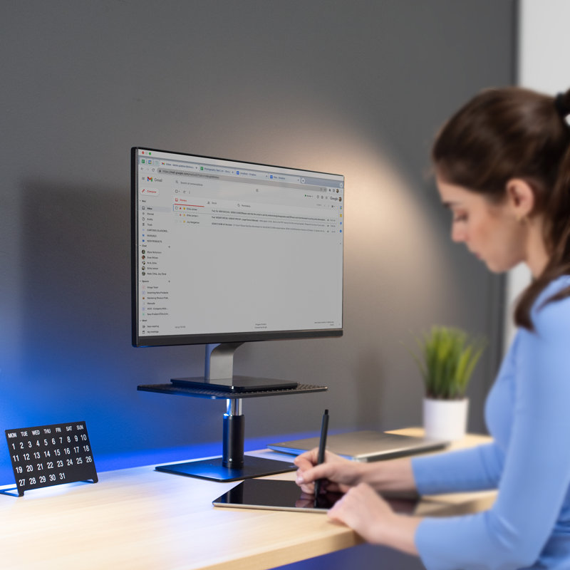 Black Adjustable Aluminum and Steel Monitor Riser Stand