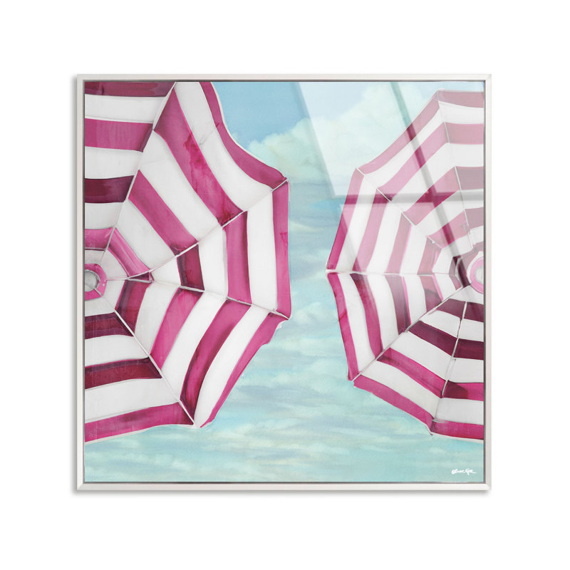 Sun Umbrellas in Miami Framed Acrylic Art by Oliver Gal, 31" H x 31" W