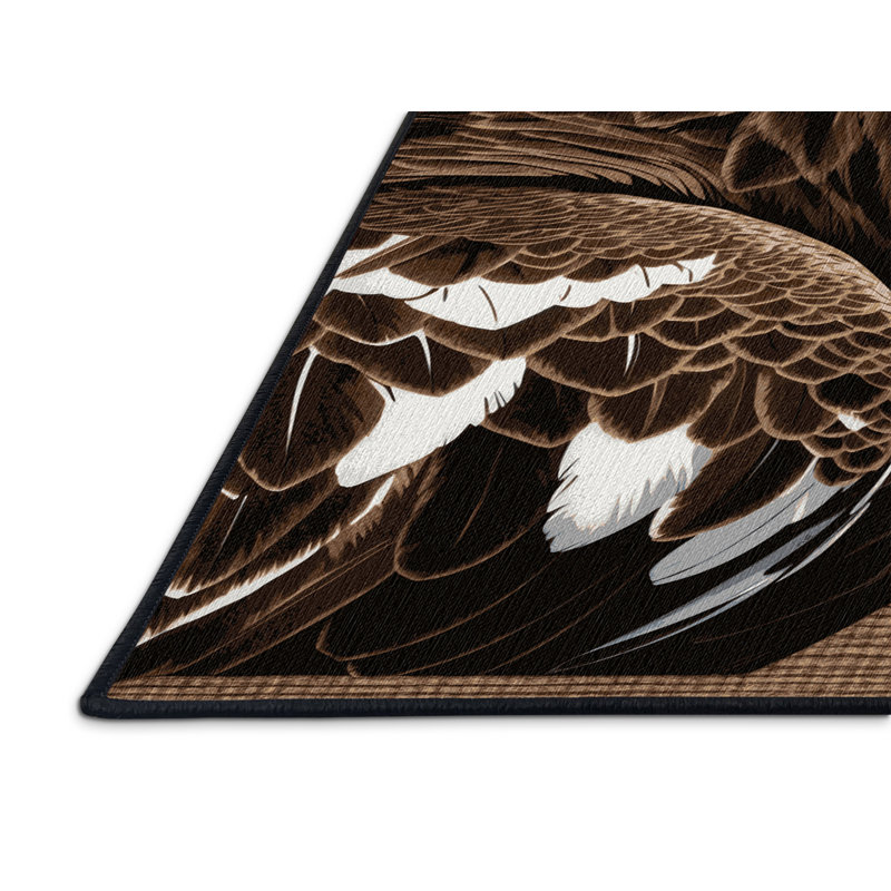 Tapis à motif de faune à motif d'aigle martial lavable , Rectangulaire 3 pi x 5 pi