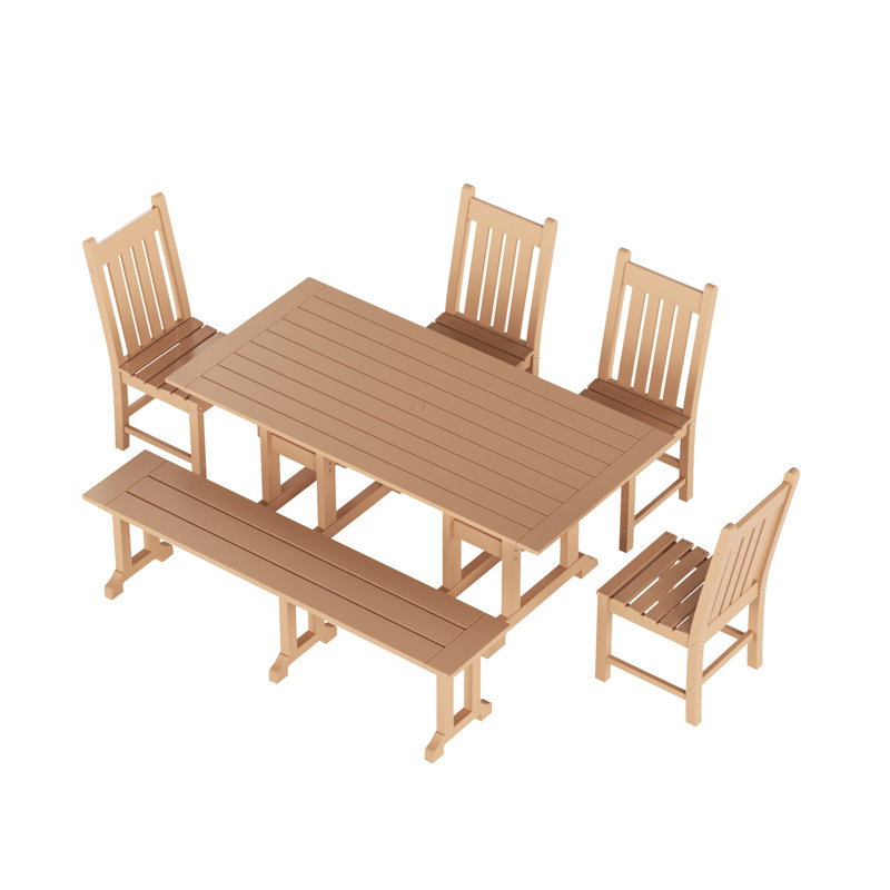 Laguna 6 - Person Patio Dining Set with Rectangular Table, Teak