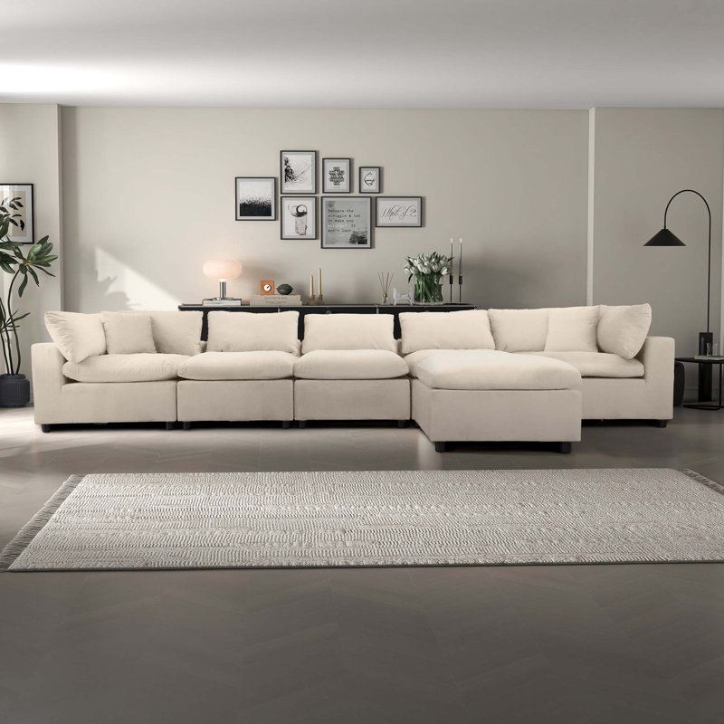 Canapé modulaire en velours Hayward