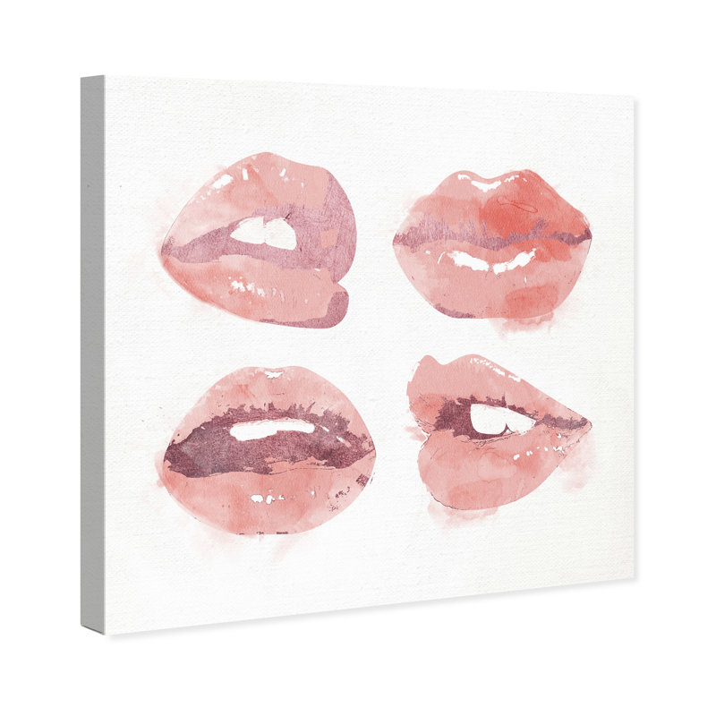 Amani XO, lèvres brillantes sur toile, L 12 po x H 12 po x P 0,8 po