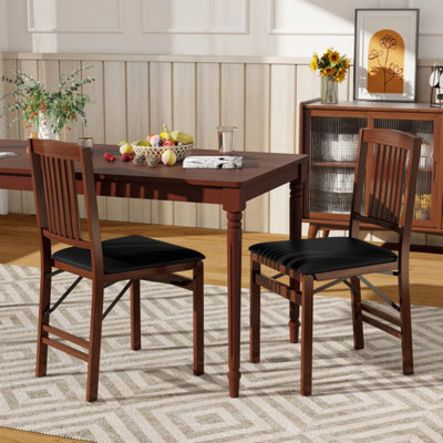 Set of 2 Foldable Upholstered Kitchen Chairs with Padded Seat