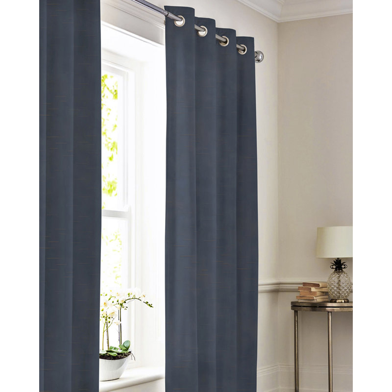 Paire de rideaux semi-transparents avec œillets Liptak, L 52 po x L 84 po, Bleu marine Virginie