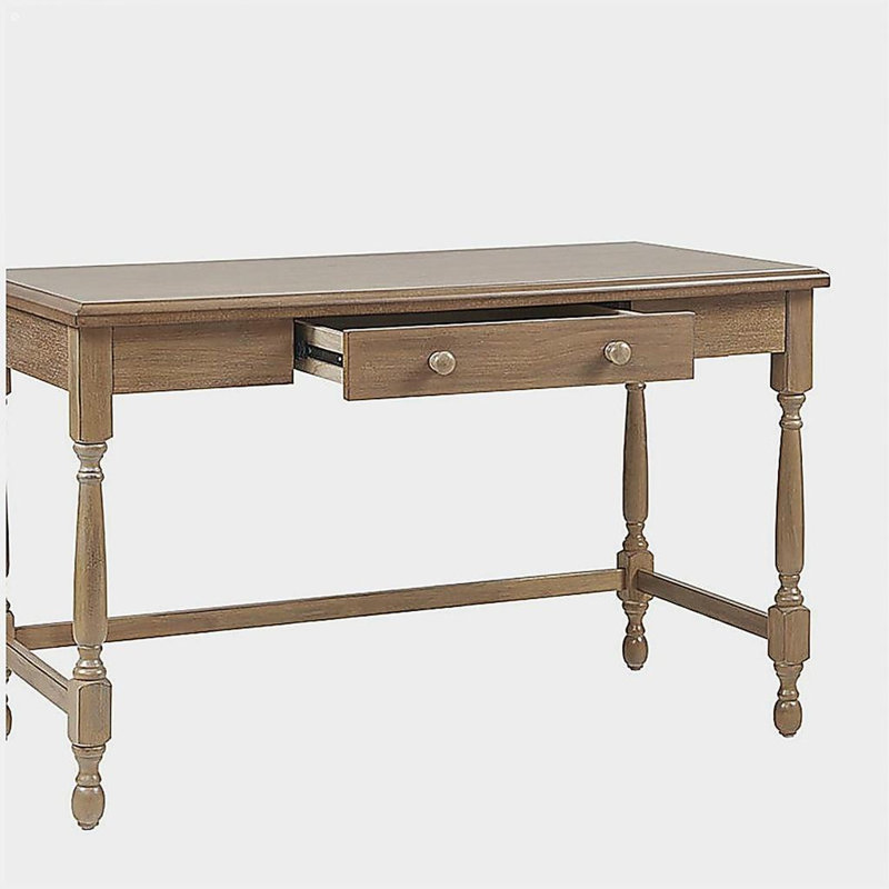 Bureau en bois massif avec 1 tiroir et pieds tournés