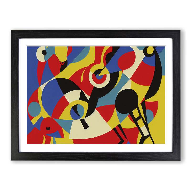 Blossoming Abstract - Single Picture Frame Print, 46cm H x 64cm W x 2cm D, Black Framed
