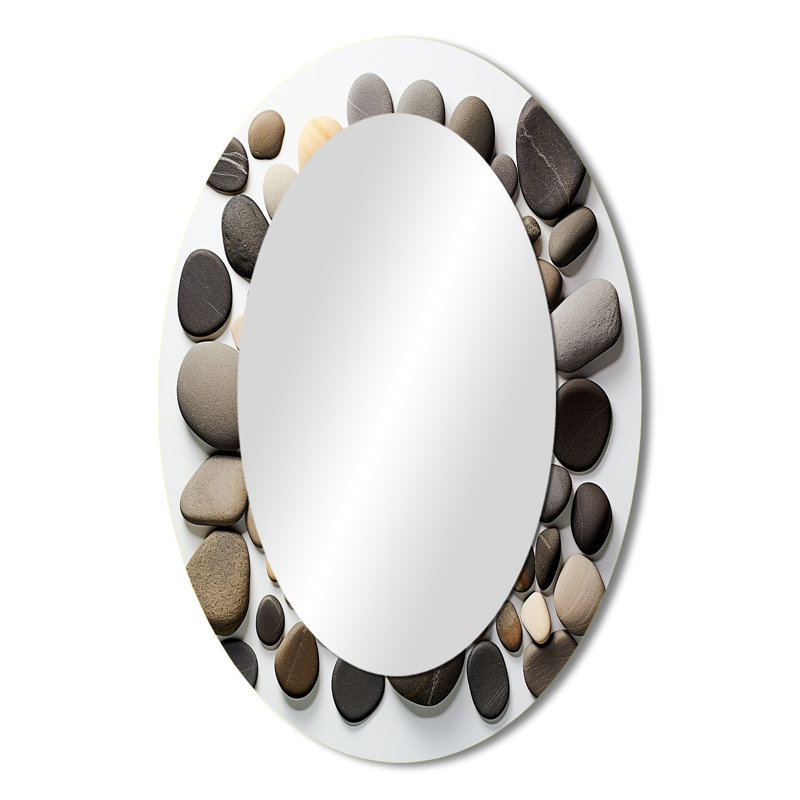 Beach Photo Harmonious Balance I - Coastal Oval Wall Mirror, 36" x 24"