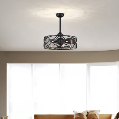 Ventilateur de plafond 22 pales avec 3 lumières et 22 pales noir mat