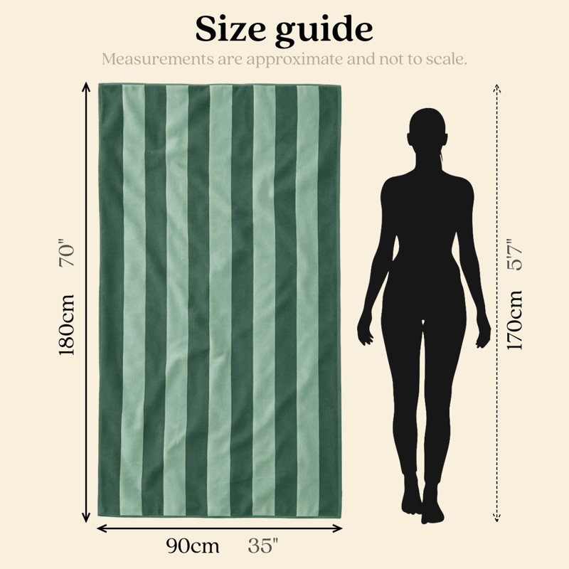 Organic Cotton Striped Beach Towel, Green Striped