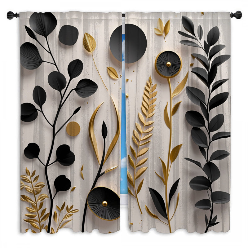 Floral Window Curtains Nature Sheer & Room Darkening - 2 Panels, 40in x 50in - 2 panels, Sheer