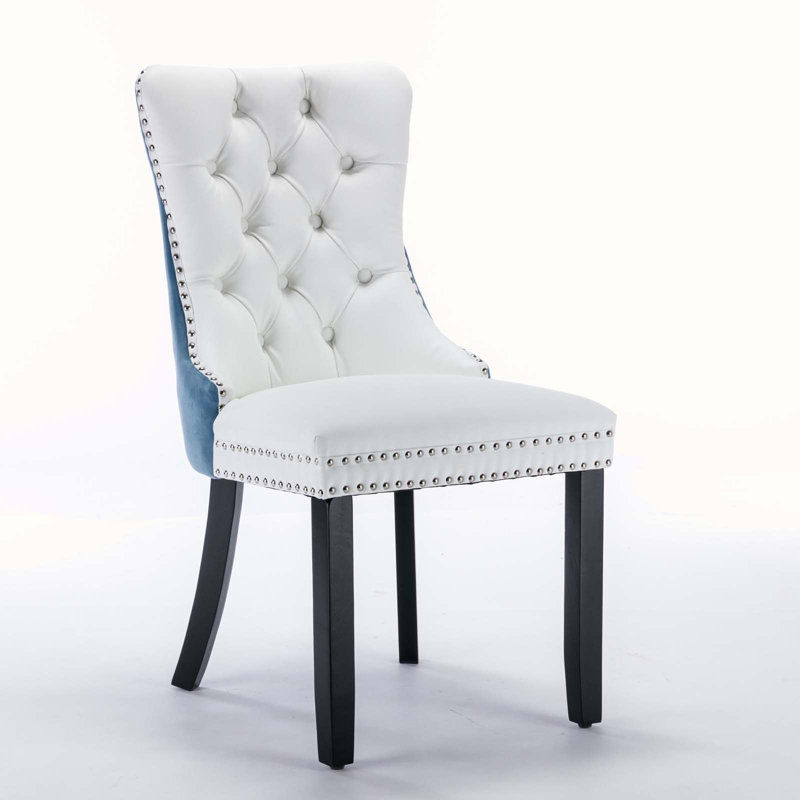 Geddy 20'' H Tufted Velvet Upholstered Side Chair, Black, Orange