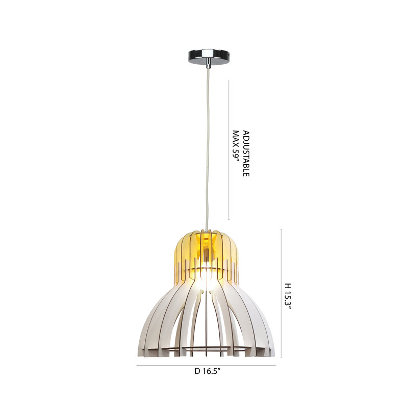 Transitional 1 Light Wood Shade Pendant