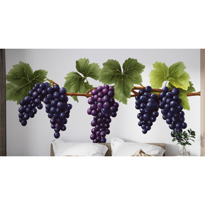 Grape Wall Decal, Purple Grapes Wall Sticker, Vineyard Wall Art, Grapevine Decor, Winery Kitchen Dining Room Botanical Wall Decor 493GM