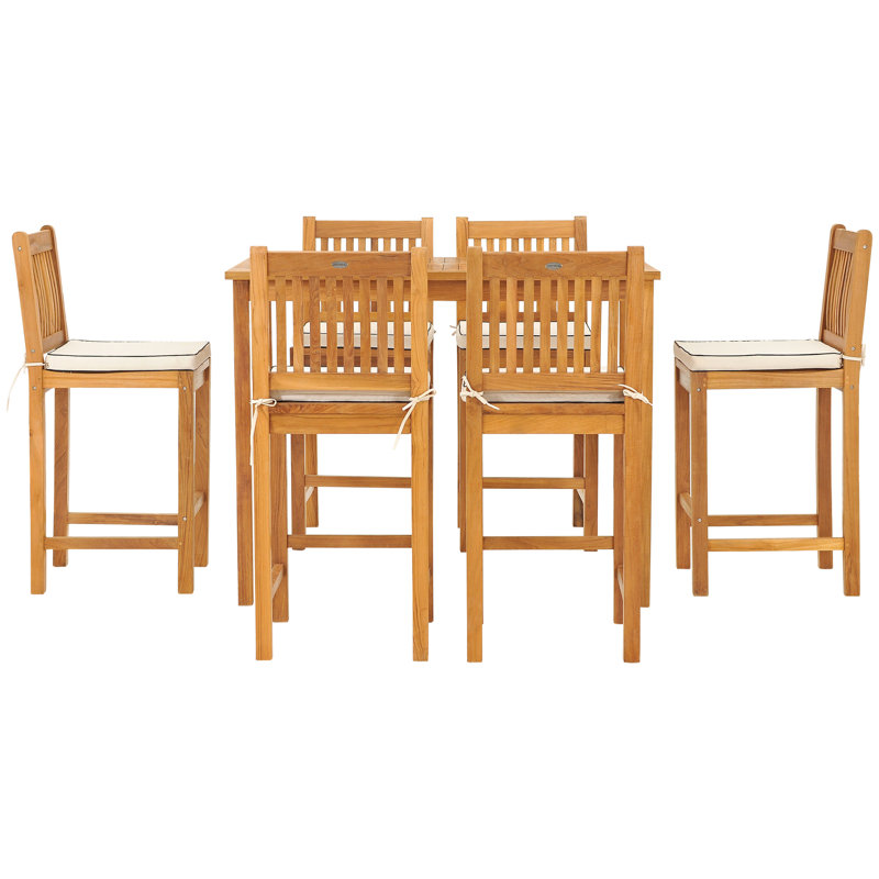 Outdoor 7 - Piece Teak Bistro Set with Cushions
