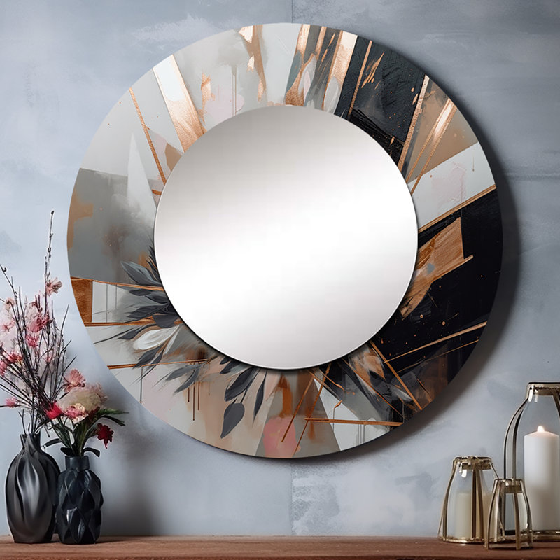 Élégance florale linéaire dorée élégante - miroir mural décoratif traditionnel, imprimé métallique, 23 po x 23 po