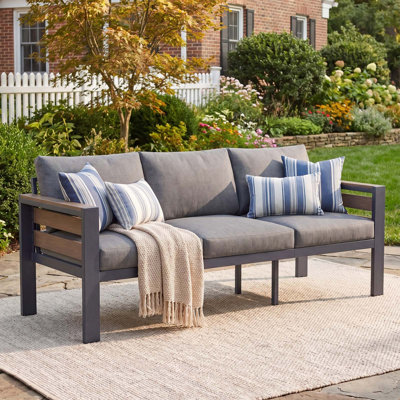 Aluminum Patio Furniture Set, 3-Seat Metal Sofa For Patio Conversation Set, Outdoor Sofa Set For Porch, Balcony
