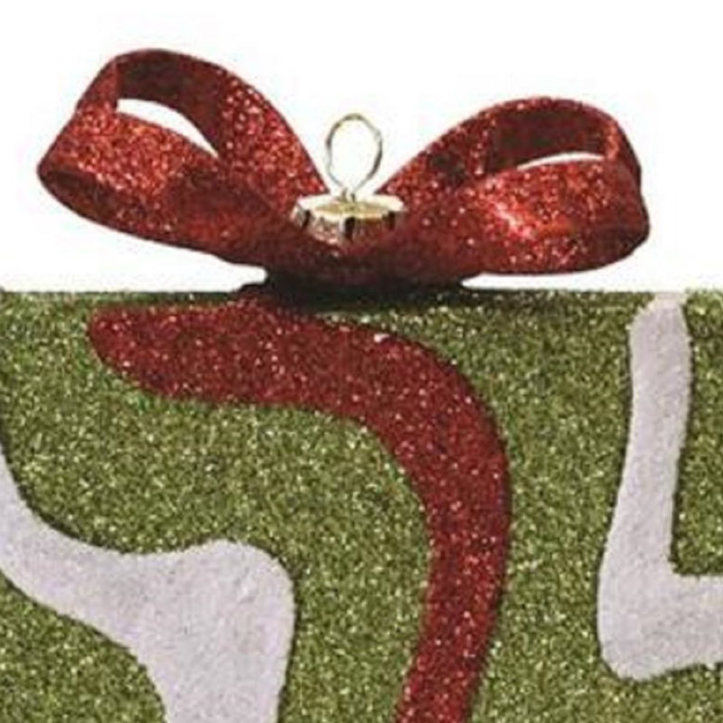 Ornement de Noël en forme de tourbillon scintillant rouge et vert 5 po