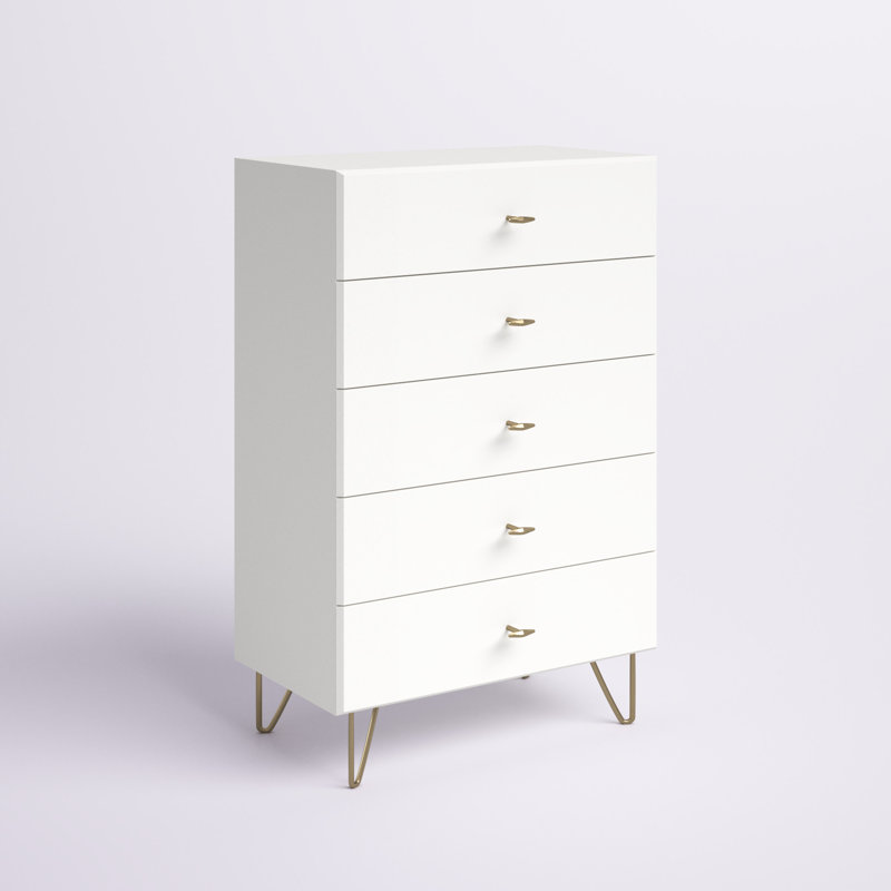 Fletcher 5 - Drawer Chest, White Gloss