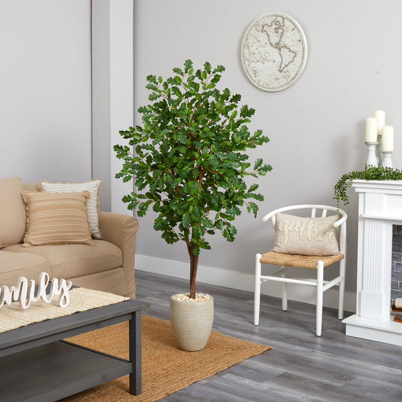 Chêne artificiel en pot, Sable, H 69 po x l 32 po x P 32 po